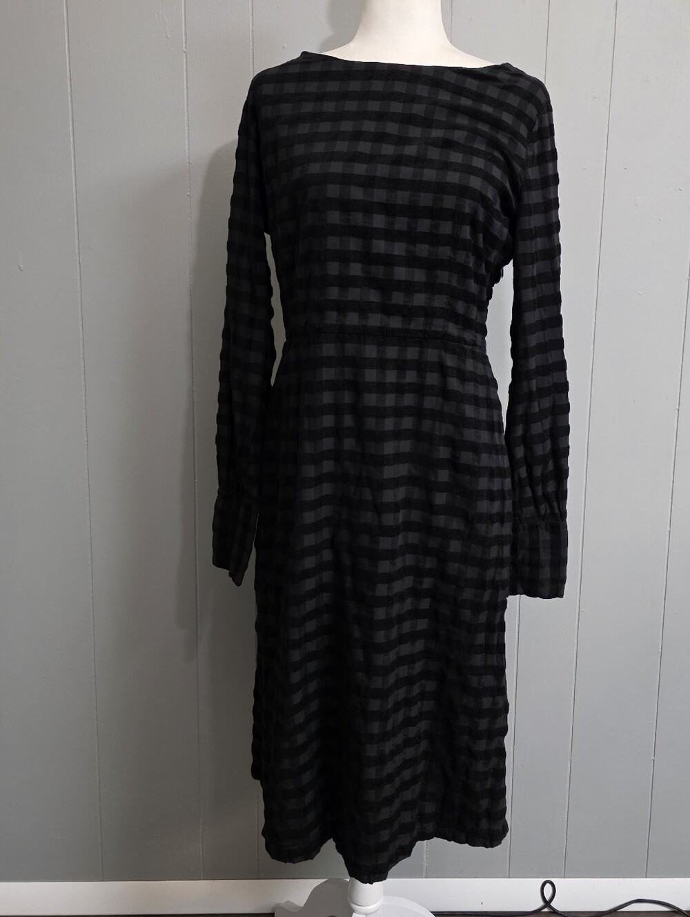 Massimo Alba Black And Grey Gigham Checked Dress Size L